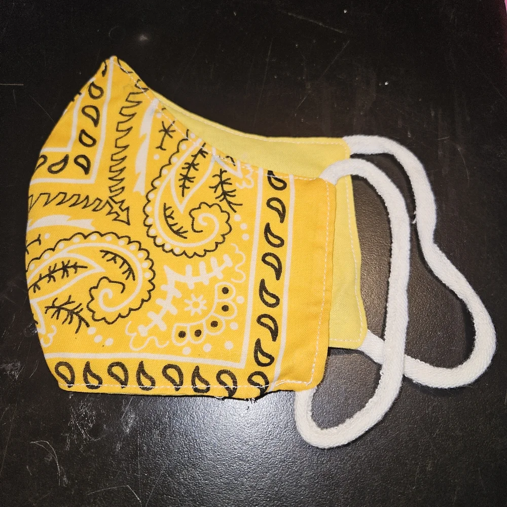 Yellow Bandana Print Face Mask